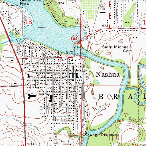 Topographic Map of Nashua Area Medical Center, IA