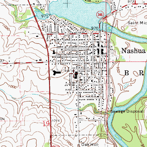 Topographic Map of Nashua - Plainfield High School, IA