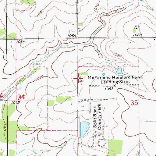 Topographic Map of Hawkeye Buffalo Ranch, IA