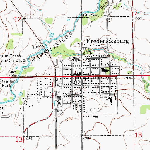 Topographic Map of Upham Memorial Library, IA