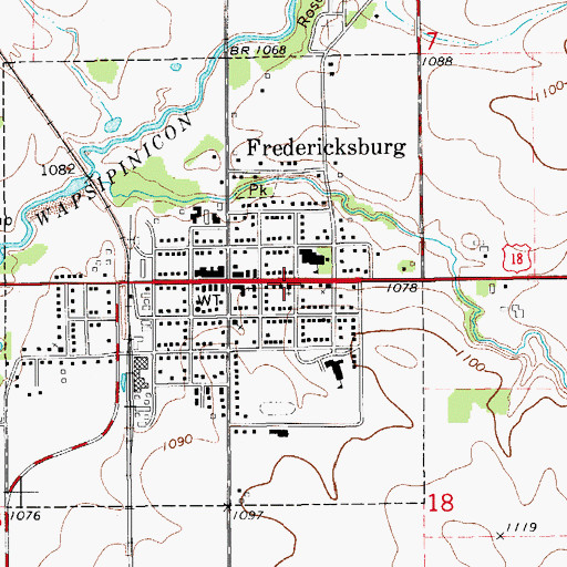 Topographic Map of Saint Fredericks Catholic Church, IA