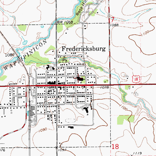Topographic Map of Sumner - Fredericksburg Middle School, IA