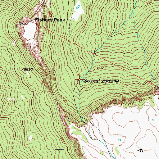 Topographic Map of Second Spring, CO