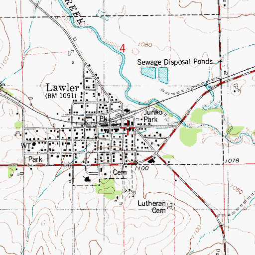 Topographic Map of Lawler Public Library, IA