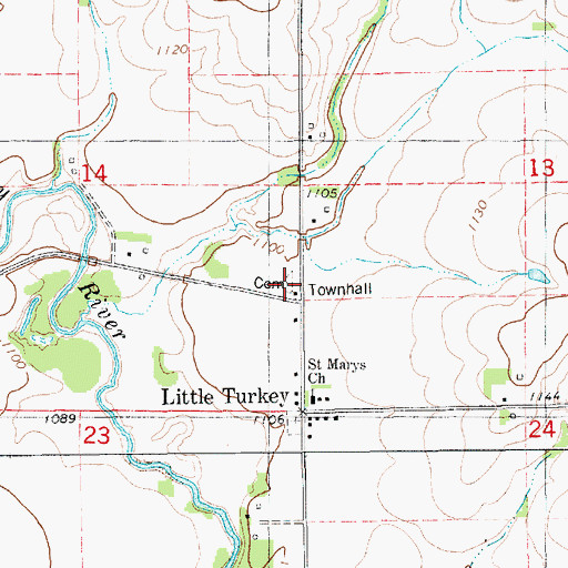 Topographic Map of Little Turkey Cemetery, IA