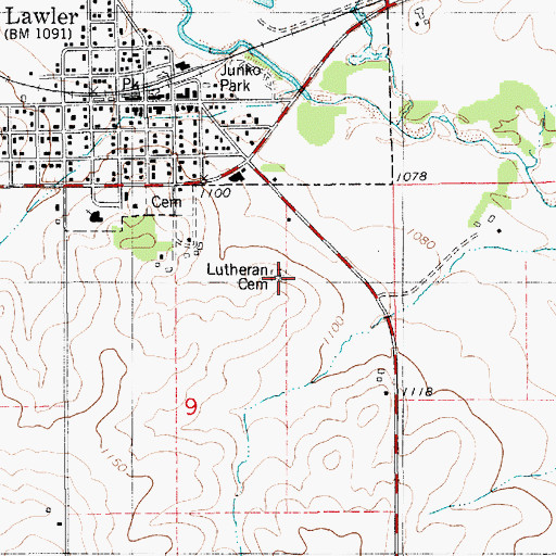 Topographic Map of Saint Johns German Lutheran Cemetery, IA