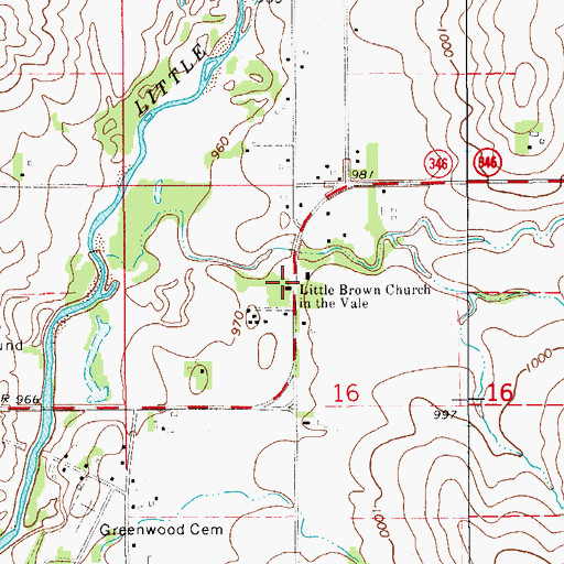 Topographic Map of Little Brown Church Historical Marker, IA