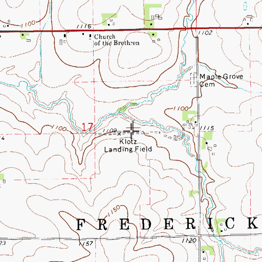 Topographic Map of Klotz Landing Field (historical), IA