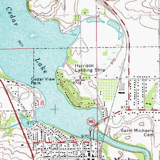 Topographic Map of Harrison Landing Strip (historical), IA