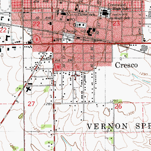 Topographic Map of Evans Park, IA