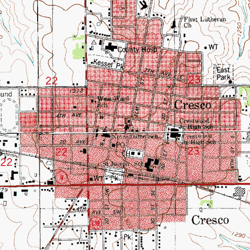 Topographic Map of United Methodist Church, IA