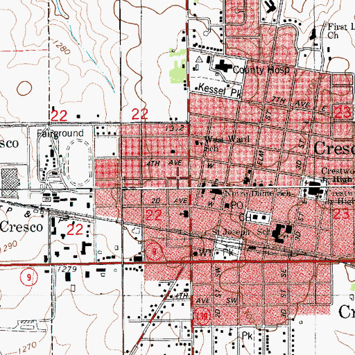 Topographic Map of Assembly of God Church, IA