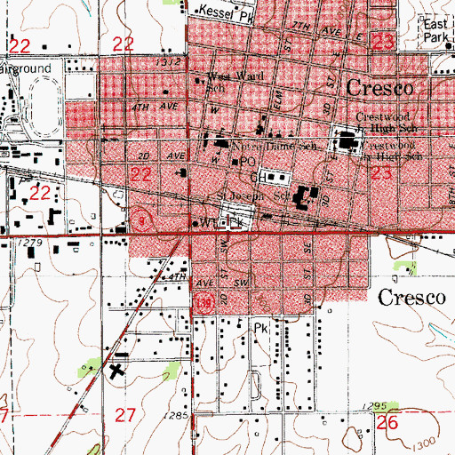 Topographic Map of Beadle Park, IA