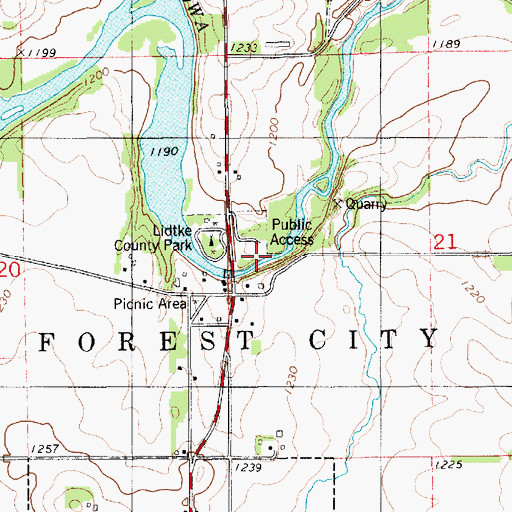 Topographic Map of Miller Access Area, IA