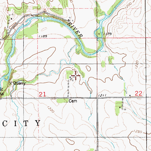 Topographic Map of Upper Iowa Access Wildlife Area, IA