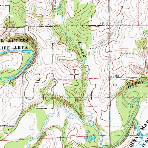 Topographic Map of Turkey River Wildlife Area, IA