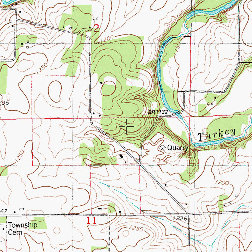 Topographic Map of Martinek Wildlife Area, IA