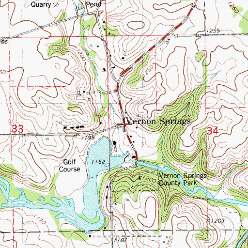 Topographic Map of Vernon Springs Post Office (historical), IA
