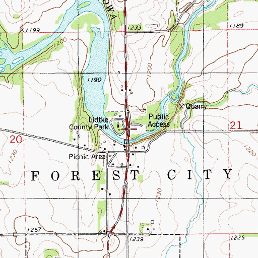 Topographic Map of Lime Spring Post Office (historical), IA
