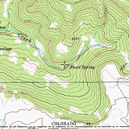 Topographic Map of Pearl Spring, CO
