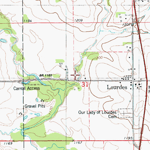 Topographic Map of Crane Creek Post Office (historical), IA