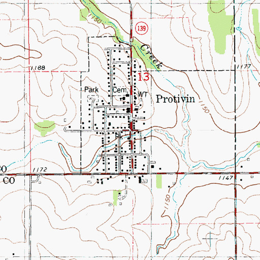 Topographic Map of Protivin Post Office, IA