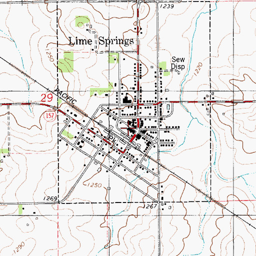Topographic Map of Lime Springs City Hall, IA