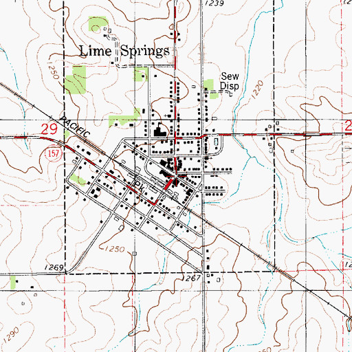 Topographic Map of Lime Springs Post Office, IA