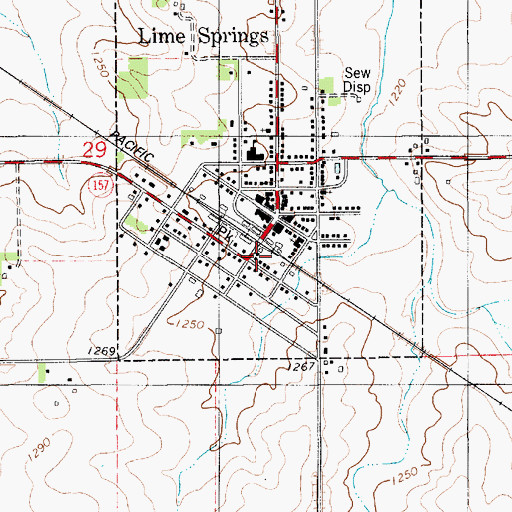 Topographic Map of Lime Springs Fire Department, IA