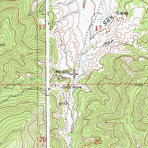 Topographic Map of McCoy Canyon, CO