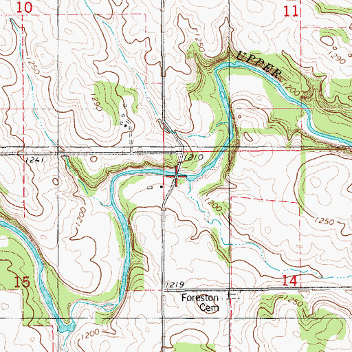 Topographic Map of Foreston Bridge, IA