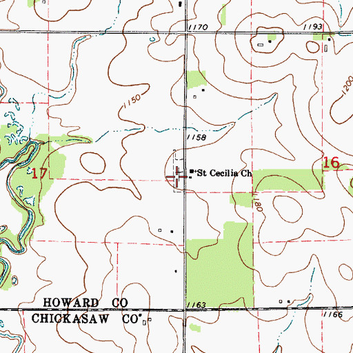 Topographic Map of Saint Patricks Cemetery, IA
