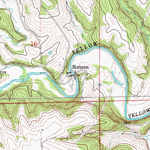 Topographic Map of Bridge Sixteen Canoe Access, IA
