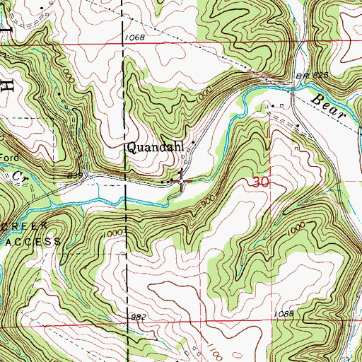 Topographic Map of Quandahl Post Office (historical), IA