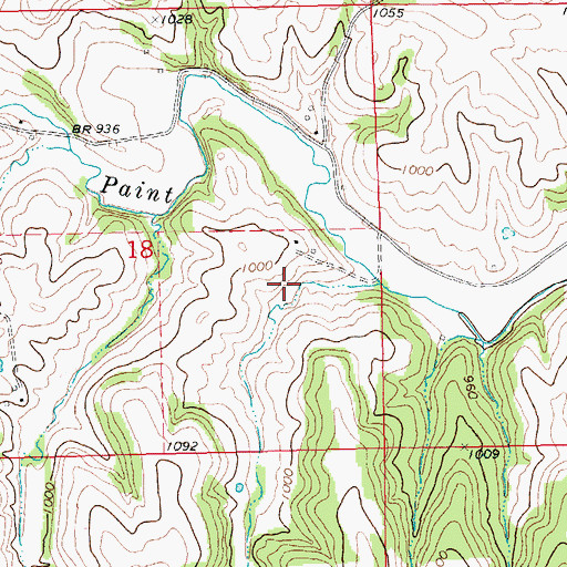 Topographic Map of Paintville Post Office (historical), IA