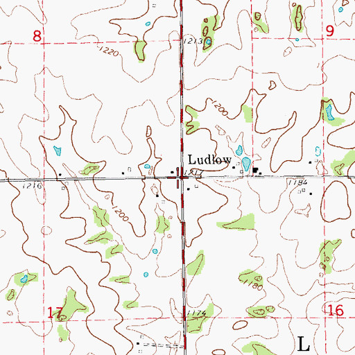 Topographic Map of Ludlow Post Office (historical), IA
