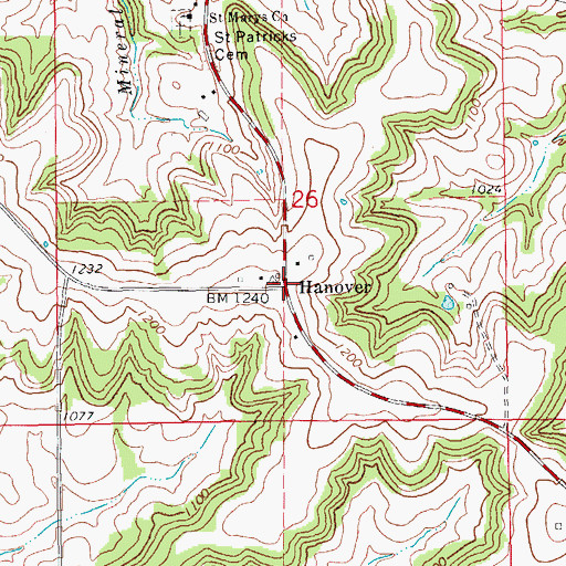 Topographic Map of Hanover Post Office (historical), IA