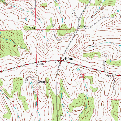 Topographic Map of Elon Post Office (historical), IA