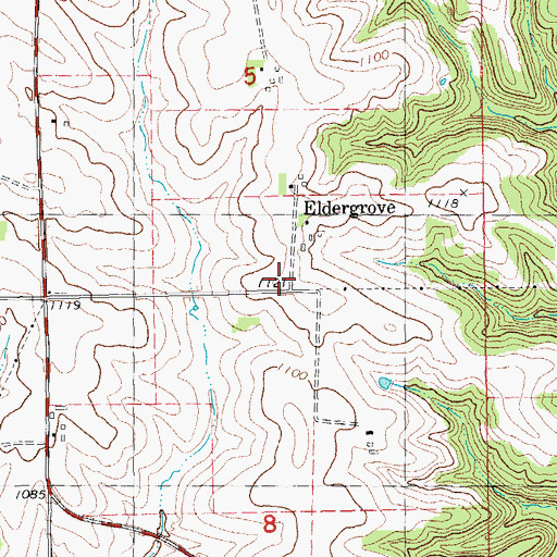 Topographic Map of Eldergrove Post Office (historical), IA