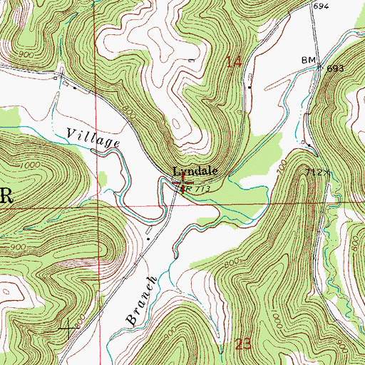 Topographic Map of Lyndale Post Office (historical), IA