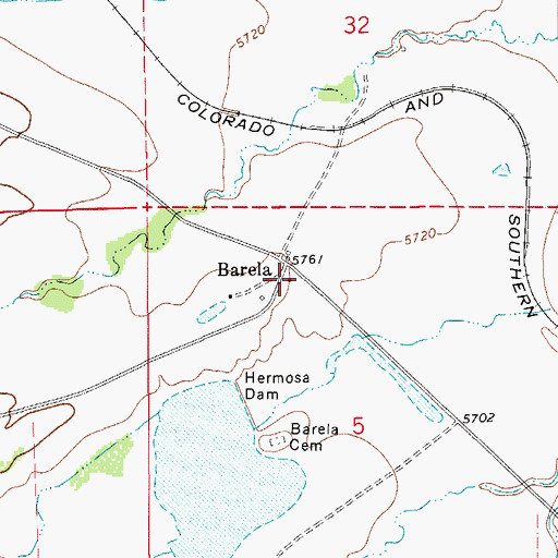 Topographic Map of Barela, CO