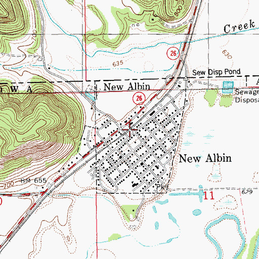 Topographic Map of New Albin, IA