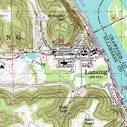 Topographic Map of Lansing Middle School, IA