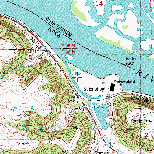Topographic Map of Interstate Power Fishing Access Area, IA