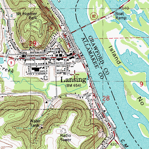 Topographic Map of Clear Creek Park, IA