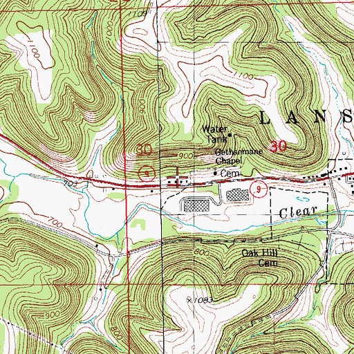 Topographic Map of Red Barn Resort and Campground, IA