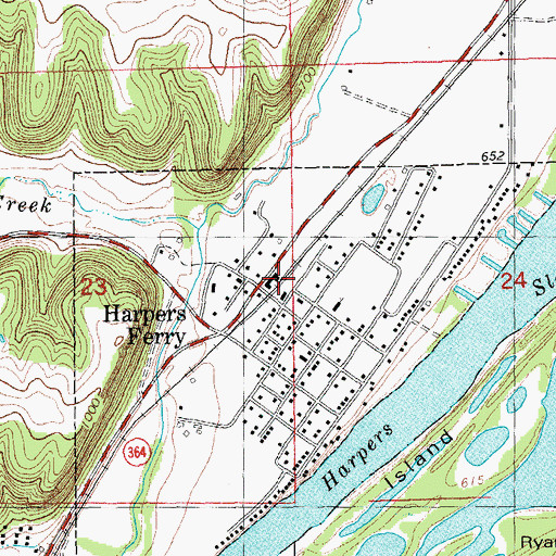 Topographic Map of Harpers Ferry, IA