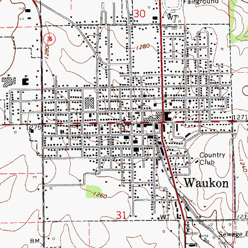 Topographic Map of Waukon Post Office, IA