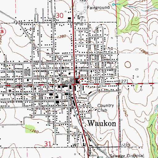 Topographic Map of Waukon Fire Department, IA