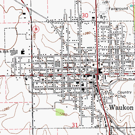 Topographic Map of Robey Memorial Library, IA